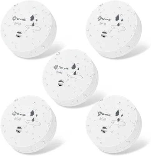 Miniatura 17 de Geevon 1 paquete de detectores de fugas de agua, sensor de agua de 100 dB, detector de inundación para sótanos, baños, lavanderías, cocinas, garajes