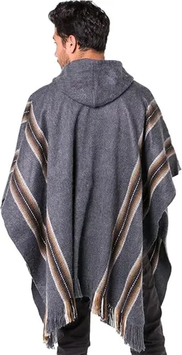 Miniatura 8 de Gamboa Poncho de alpaca para hombre Pancho mexicano con capucha vaquero y ponchos occidentales manta para adultos