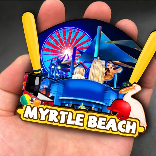 Miniatura 4 de Imán de madera de Myrtle Beach de Estados Unidos, imanes 3D para nevera, recuerdos coleccionables, decoración hecha a mano, artesanías 2