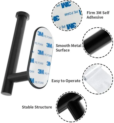 Miniatura 3 de Soporte adhesivo para papel higiénico, soporte para rollo de espacio pequeño para cocina, baño, ganchos para pegar en la pared, acero inoxidable