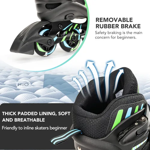 Miniatura 3 de METROLLER Patines en línea ajustables para niñas y niños con ruedas iluminadas, patines en línea para niños y jóvenes, cuchillas divertidas