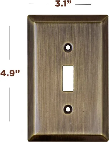 Miniatura 2 de Placas de pared decorativas clásicas de latón antiguo Enchufe eléctrico y cubiertas de interruptor Estilo: palanca de 1 banda (paquete de 4)