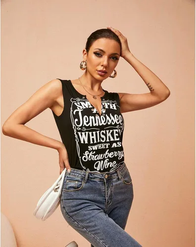 Miniatura 3 de Camiseta sin mangas Smooth As Tennessee Sweet As Strawberry con agujero de anillo, sin mangas, sexy, cuello en V, para mujer, retro, música country