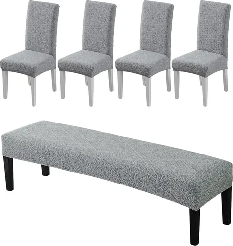 Miniatura 28 de CRFATOP 4 Piezas de Fundas Elásticas para Silla de Comedor con Funda para Banco Fundas Impresas para Silla de Comedor Fundas para Cojín de Asiento