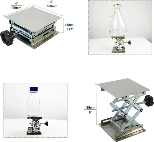 Miniatura 3 de (R) Lab Jack Lift Scissor Table Mini Acero Inoxidable 4 "x4" x 6 " Carga máxima 6.6 lbs/3kg