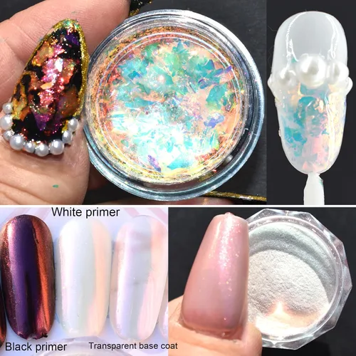 Miniatura 4 de 2 piezas de polvo de uñas de ópalo cromado holográfico luz de luna para arte de uñas con purpurina Paquete de 2 uñas cromadas en polvo de ópalo