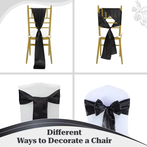 Miniatura 200 de mds - Lote de 10 lazos de satén para sillas de boda y eventos, para decoración de fiestas, 30 colores, Satin, 10 Verde oliva