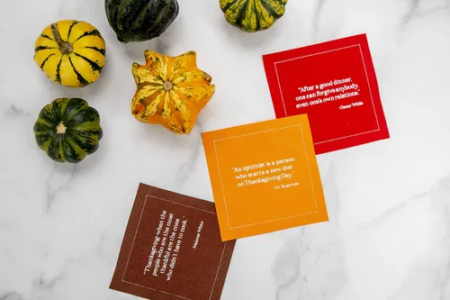 Miniatura 3 de Five Star Napkins Servilletas con citas de Acción de Gracias, naranja, marrón y rojo, 4.5 x 4.5 pulgadas, 100% algodón, paquete de 50