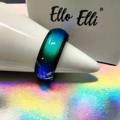 Miniatura 4 de Ello Elli Anillo de acero inoxidable con ajuste cómodo de 0.315 in que cambia de estado de ánimo tono platanegro