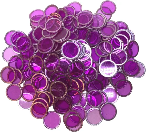 MR CHIPS Fichas de bingo magnéticas con anillo de metal de 3/4 pulgadas, 300 piezas mejoradas, morado transparente, disponibles en 7 colores, una