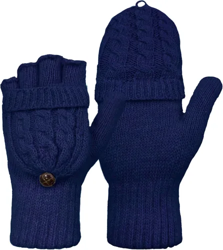 Miniatura 91 de Beurlike Guantes de invierno para mujer, de lana cálida, a prueba de viento, convertibles, sin dedos