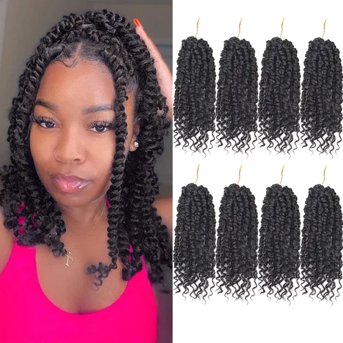 Miniatura 19 de Bileaf Cabello de Ganchillo Passion Twist Pre-retorcido de 10 Pulgadas, 8 Paquetes de Ganchillo Passion Twist, Cabello Corto Passion Twist