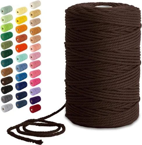 Miniatura 61 de Nook Theory - Cuerda de macramé de 3 mm, 220 yardas de cuerda de algodón, hilo de 4 mm y 5 mm, cuerda para manualidades, perfecta para colgantes