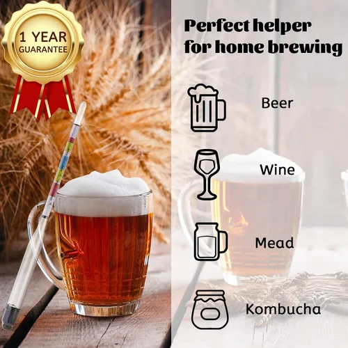 Miniatura 5 de Juego de hidrómetro, para aguamiel, vino, kombucha y cerveza casera, accesorios para probador de alcohol, kit completo para probador Abv de gravedad