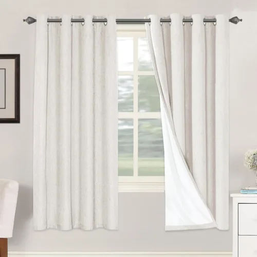 Miniatura 211 de H.VERSAILTEX Cortinas opacas de lino de 72 pulgadas de largo, 100% absolutamente opacas, con aislamiento térmico, con textura de lino, cortinas