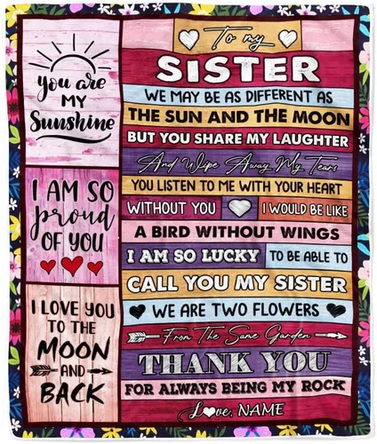 Miniatura 23 de Manta personalizada con texto en inglés «To My Sister from Brother I Love You Hugs» (texto en inglés) con texto en inglés «To My Sister», «I Love