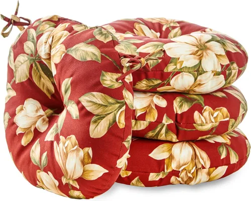 Miniatura 45 de Greendale Home Fashions Cojín redondo para asiento bistro de 15 pulgadas, 2 unidades (paquete de 1), Adobe Stripe