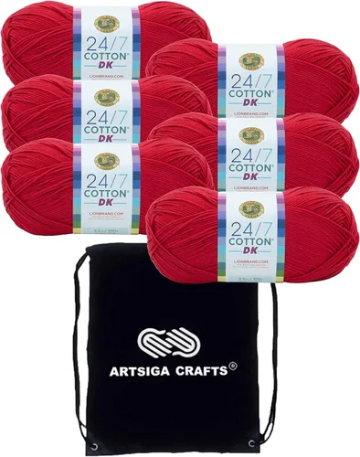 Miniatura 4 de Lion Brand - Hilo de algodón DK Cameo 769-101 (3 madejas, el mismo lote de tinte) DK Light Worsted #3 - Hilo de algodón para ganchillo y tejer