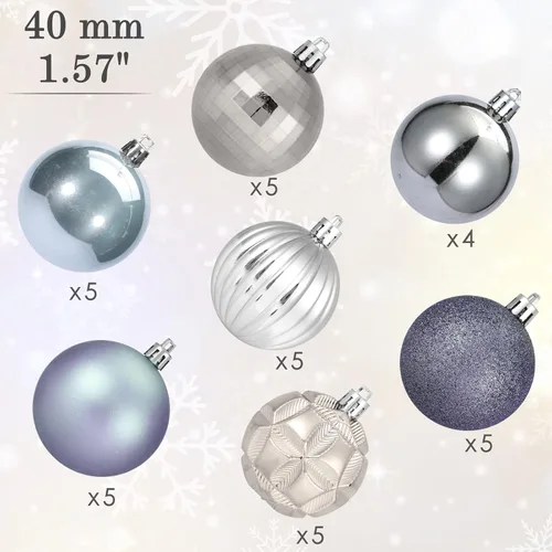 Miniatura 53 de AMS Esferas de Navidad de 2.36 pulgadas/60mm, 34 unidades, adornos grandes, decoraciones para fiestas, inastillables, colgantes festivos para Negro