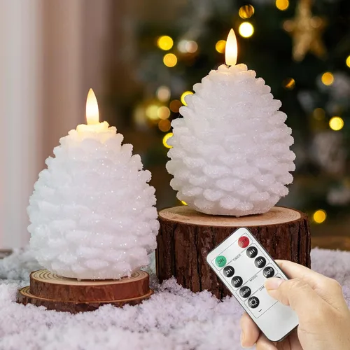 Miniatura 17 de Velas de Árbol de Navidad con Control Remoto, Velas Navideñas Sin Llama con Cadena de Estrellas de Hadas Incorporadas, Velas Operadas por Batería