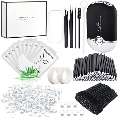Miniatura 10 de Kit de extensión de pestañas de 267 piezas, soplador de aire acondicionado USB, almohadilla de silicona, almohadillas de gel debajo de los ojos