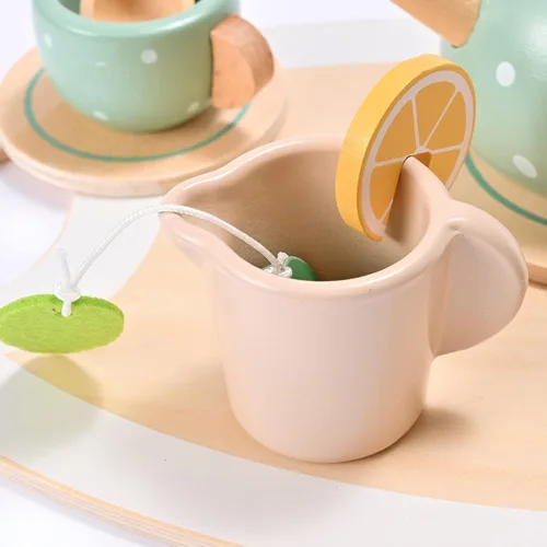 Miniatura 5 de 15 piezas de juego de té de madera para niñas pequeñas, MONT PLEASANT juguetes de madera, juego de té para niños pequeños, accesorios de cocina