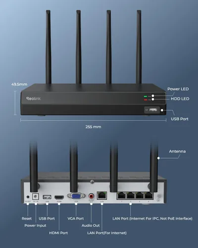 Miniatura 7 de REOLINK NVR WiFi 4K 16CH con Wi-Fi 6 y WiFi de doble banda de 2.4/5 GHz, disco duro de 2 TB integrado, compatible con cámaras Reolink