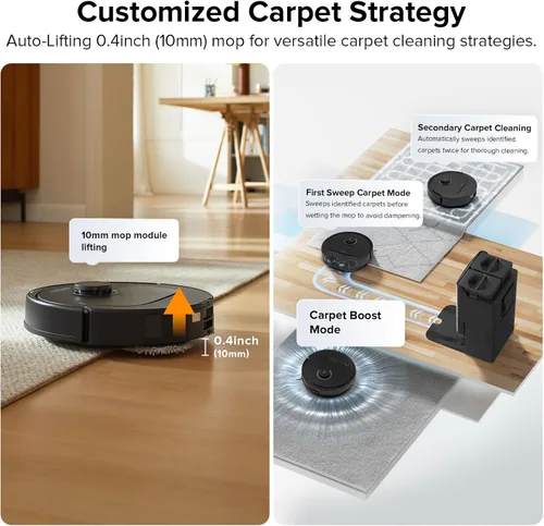 Miniatura 6 de roborock Qrevo Plus Robot Aspiradora y Fregador con diseño FlexiArm Edge de fregado, autovaciado, trapeadores levantables de 10 mm, lavado y secado