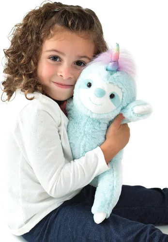 Miniatura 2 de GUND Dazzle Slothicorn - Juguete de peluche de unicornio perezoso para edades de 1 año en adelante, azul/arcoíris, 9 pulgadas