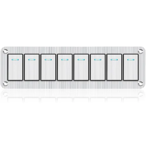 Miniatura 16 de Panel de interruptor basculante de aluminio de 2 vías, impermeable, precableado con retroiluminación azul, interruptor de palanca