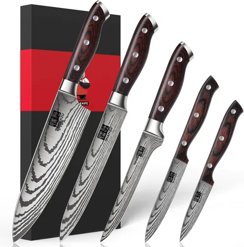 Miniatura 7 de SHAN ZU Juego de Cuchillos de 16 piezas, Cuchillo de Cocina Japonés con Bloque de Acero Inoxidable de Alto Carbono, Cuchillo Ultra Afilado