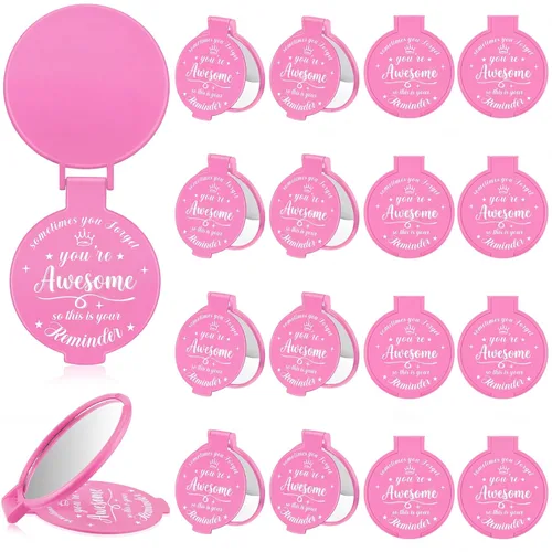 Miniatura 17 de 18 piezas de espejo compacto inspirador de 2.76 pulgadas a granel para mujeres, pequeños regalos de graduación, día de la madre, fiesta, bolso, Negro