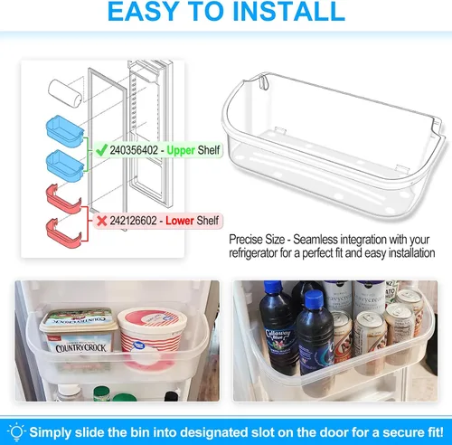 Miniatura 7 de Contenedor de puerta de refrigerador mejorado 240356402 compatible con Frigidaire, repuesto de estante de puerta, estante de puerta Frigidaire