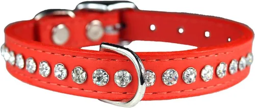 Miniatura 48 de Collar de perro de cuero y cristales de OmniPet Signature, cuero de grano de violeta africana de avestruz, se ajusta a un tamaño de cuello de 6"-8