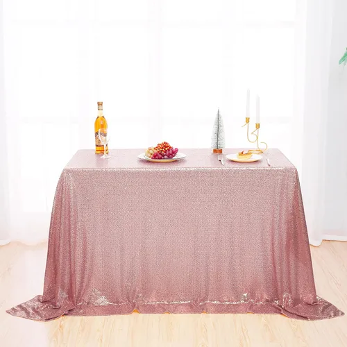 Miniatura 8 de nanbowang Sequin Tablecloth - Pink Table Cloths for Parties Rectangular Cover Overlay Sequin Fabric Linens Birthday/Baby Shower/Tea Party Decor
