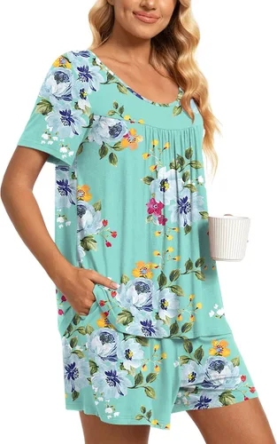 Miniatura 3 de TAOHUADAO Conjunto de pijama de 2 piezas para mujer, de manga corta, con bolsillos