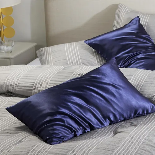 Miniatura 7 de Bedsure Funda de almohada de satén con cremallera, similar a las fundas de almohada de seda paquete de 2, juego de 2 fundas de almohada de satén 13