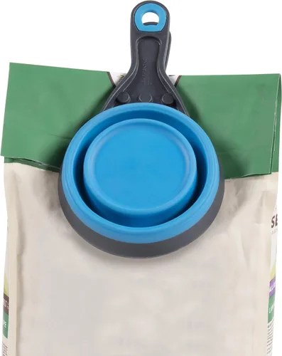 Miniatura 5 de Dexas Pets Cuchara KlipScoop Plegable Plegable para Comida Seca de Perro y Clip para Bolsa de Comida de Perro, Capacidad de 2 Tazas, Azul Pro Azul