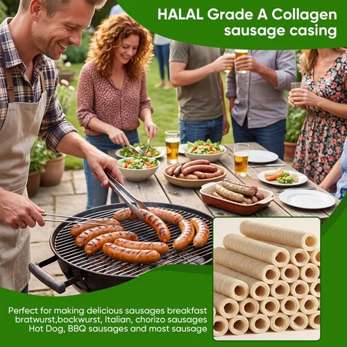 Miniatura 7 de FAIRSKY HALAL - Cubiertas de salchichas de colágeno de grado A, cubierta de secado comestible de 49.2 ft/49 pies de longitud más larga, 0.748 in