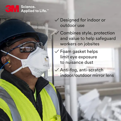 Miniatura 5 de 3M Anteojos de seguridad, Virtua CCS, ANSI Z87, antivaho, lentes espejados para interiores y exteriores, marco azul, sistema de control de tapones