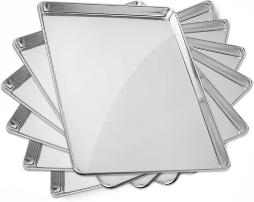 Miniatura 10 de GRIDMANN Bandeja para hornear de aluminio perforado de grado comercial de 18 x 26 pulgadas, bandeja para hornear de tamaño completo, 6 bandejas