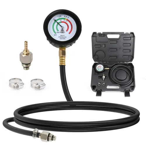 Miniatura 10 de Kit de probador de presión de escape DUOYI con manguera de 6 pies, kit de medidor de presión de escape automotriz de diagnóstico profesional a