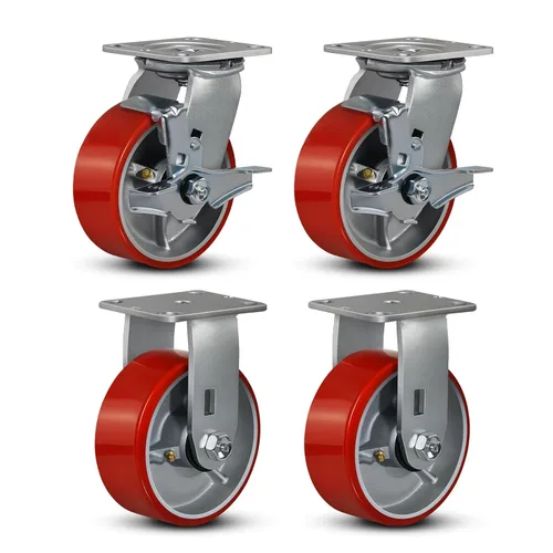 Miniatura 24 de Ruedas industriales de 4 x 2 pulgadas, ruedas resistentes, ruedas de poliuretano, capacidad de hasta 3200 libras. Uso para camión de plataforma
