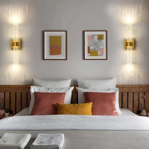 Miniatura 8 de Juego de dos apliques de pared dorados - Modernos apliques de cristal para iluminación de pared de 12 W, 4000 K, aplique de pared LED regulable