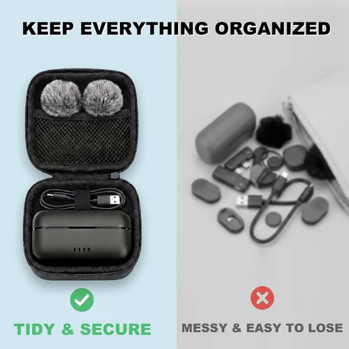 Miniatura 5 de BSONE Micrófono Lavalier inalámbrico para iPhone y Android, mini micrófono con clip con funda de carga, micrófonos profesionales recargables