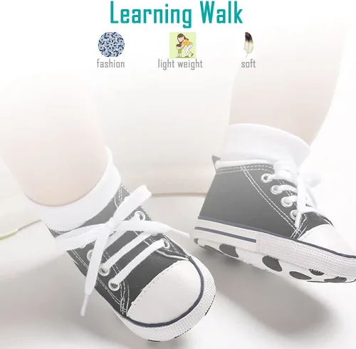 Miniatura 4 de Zapatos de lona para bebés recién nacidos, suela suave, para los primeros pasos, zapatos planos para niños pequeños, zapatos de mezclilla unisex