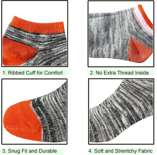 Miniatura 3 de Jamegio Calcetines de tobillo atléticos 12 pares de calcetines para niños pequeños medio cojín calcetines de corte bajo para niños niñas de 2 a 8
