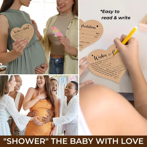 Miniatura 3 de WOODAMORE Tarjetas de Predicción para Bebé para Decoraciones de Baby Shower - Tarjetas Rústicas de Predicciones de Bebé y Consejos, Tarjetas