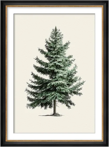 Miniatura 153 de MUDECOR Lienzo enmarcado prémium para pared, pinos nevados en bosque de invierno, ilustraciones modernas, arte contemporáneo, escénico, divertido
