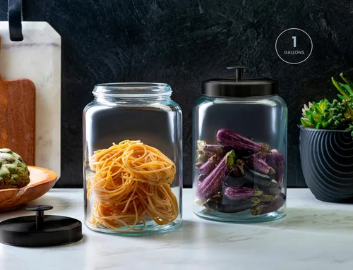 Miniatura 3 de KooK Contenedores de almacenamiento de vidrio con tapas, tarro de vidrio con tapa, 1 galón, juego de 2, recipiente de vidrio, almacenamiento